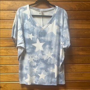 HoneyMe - Blue and White Star Dolman Tee